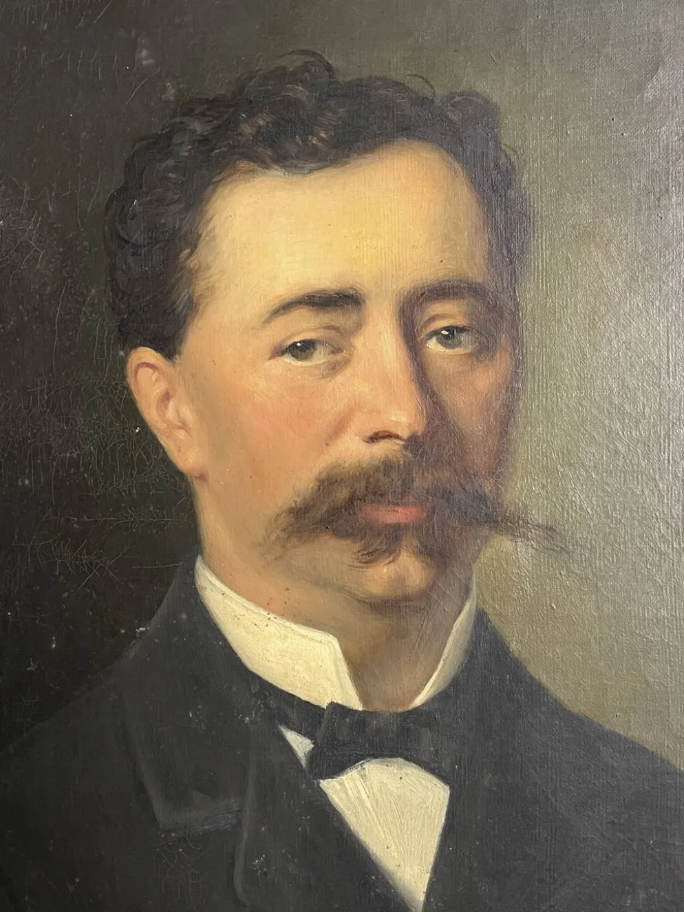 Huile sur toile portrait ancêtre signé A. Juliard daté XIXème