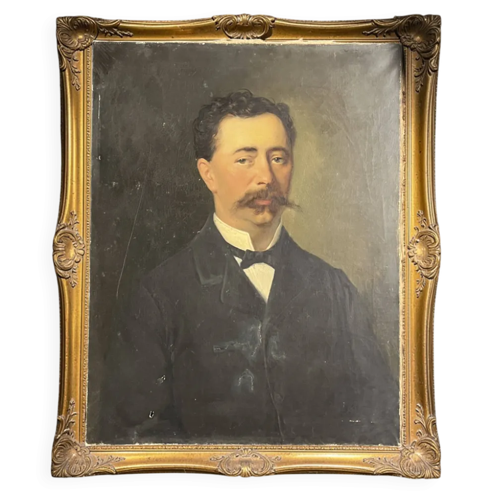 Huile sur toile portrait ancêtre signé A. Juliard daté XIXème