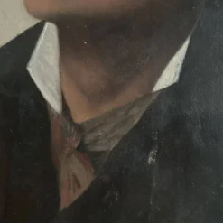 Huile sur toile portrait de jeune homme de qualité de profil fin XIXe