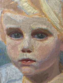 Huile sur toile, portrait d’enfant signé J. Bertrand début XXème