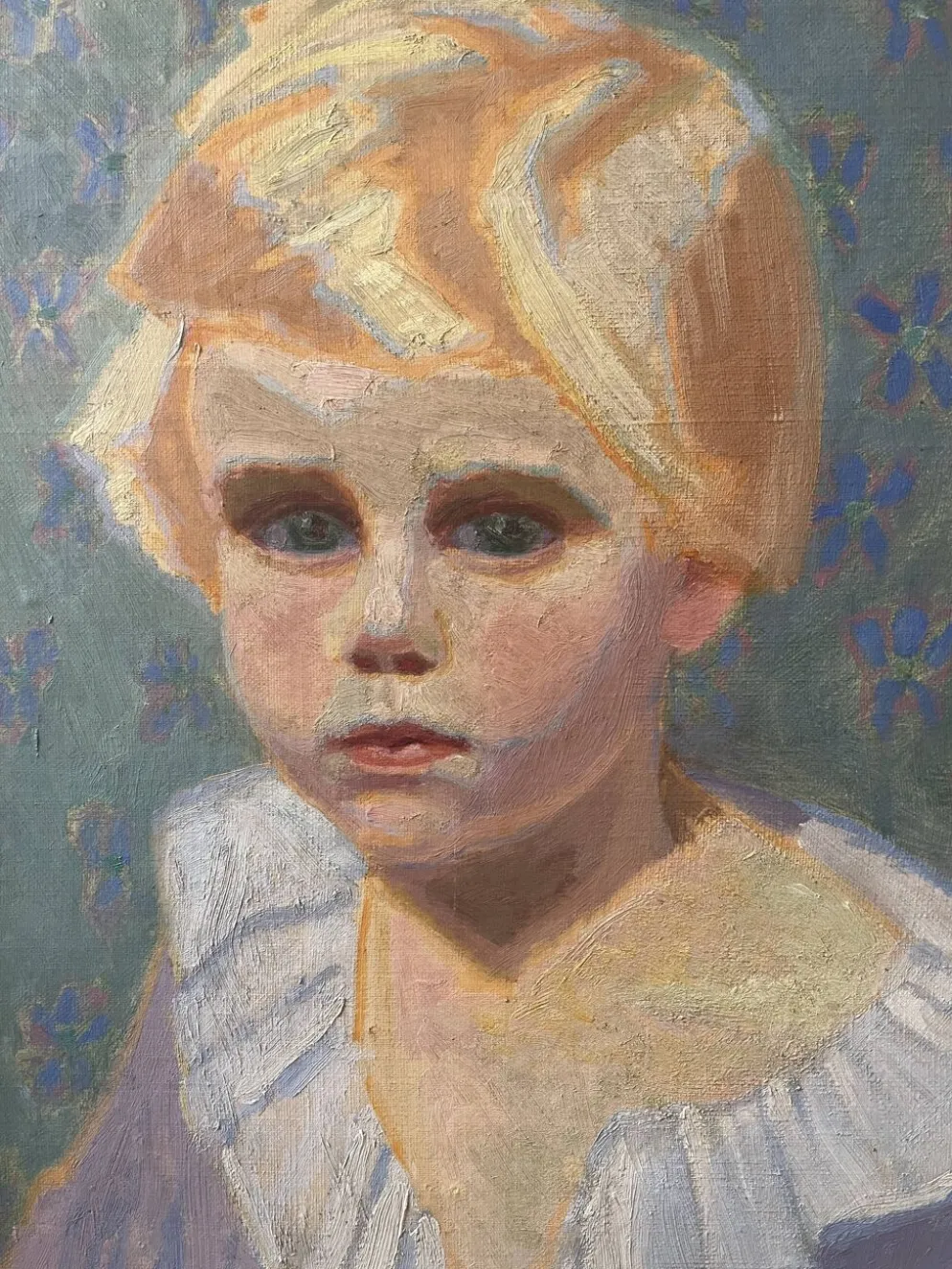 Huile sur toile, portrait d’enfant signé J. Bertrand début XXème