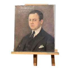 Huile sur toile, portrait d'un homme