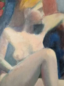 Huile sur toile portrait tableau contemporain tons pastel
