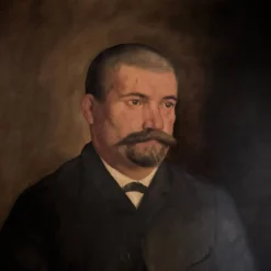 Huile sur toile portrait XIXe 1888 homme portant moustache par J. Abrol