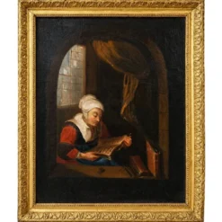 Huile sur toile – Scène de genre, XVIIIᵉ