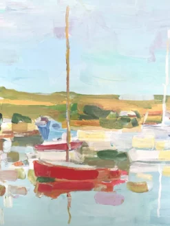 Huile sur toile signée, port de plaisance