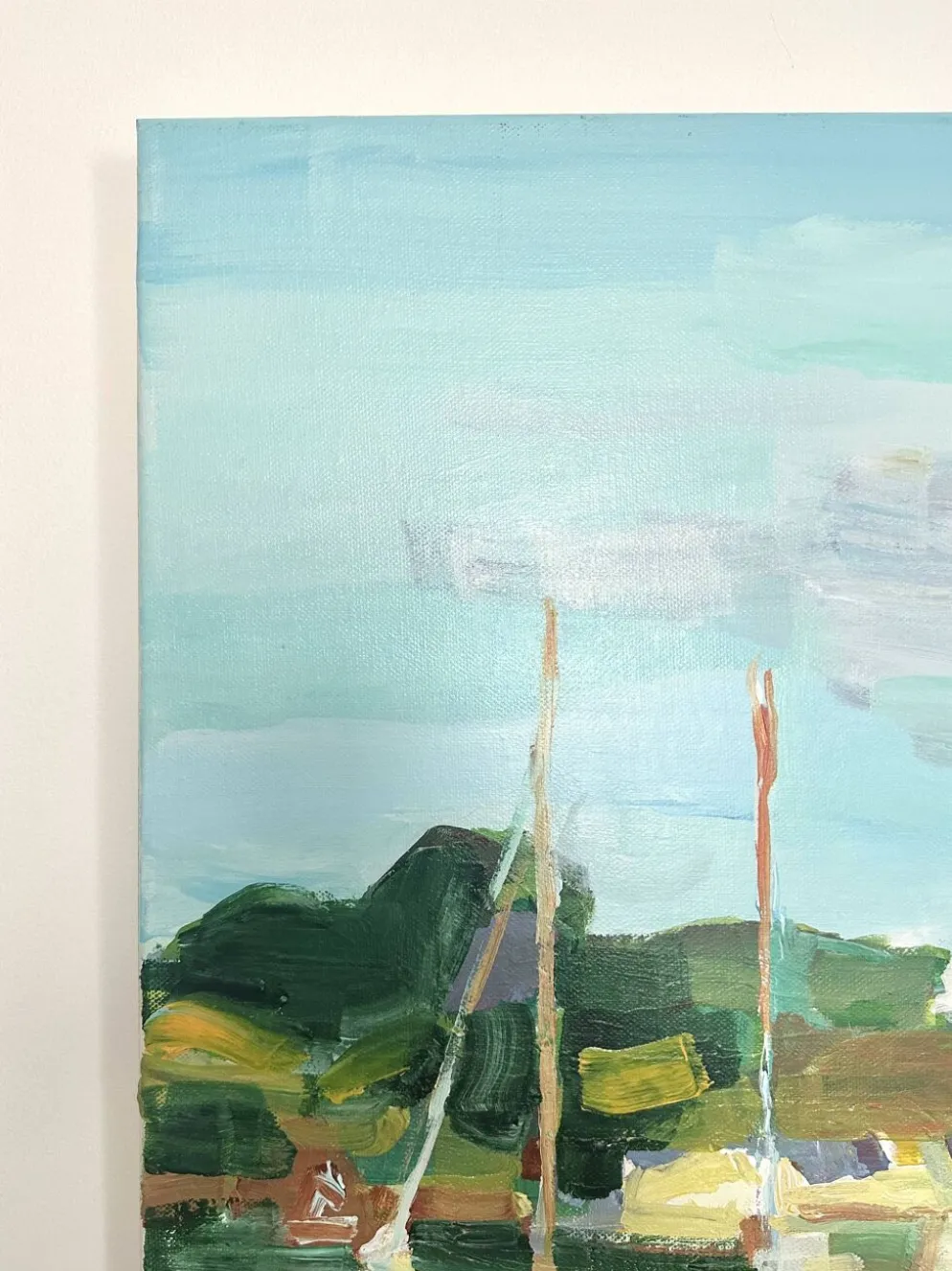 Huile sur toile signée, port de plaisance