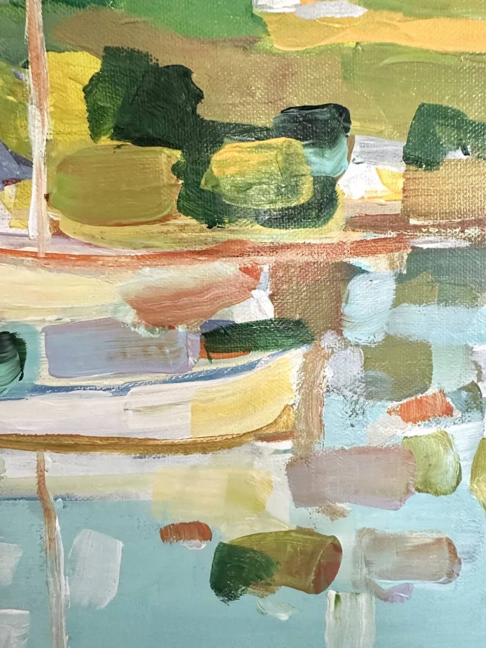 Huile sur toile signée, port de plaisance
