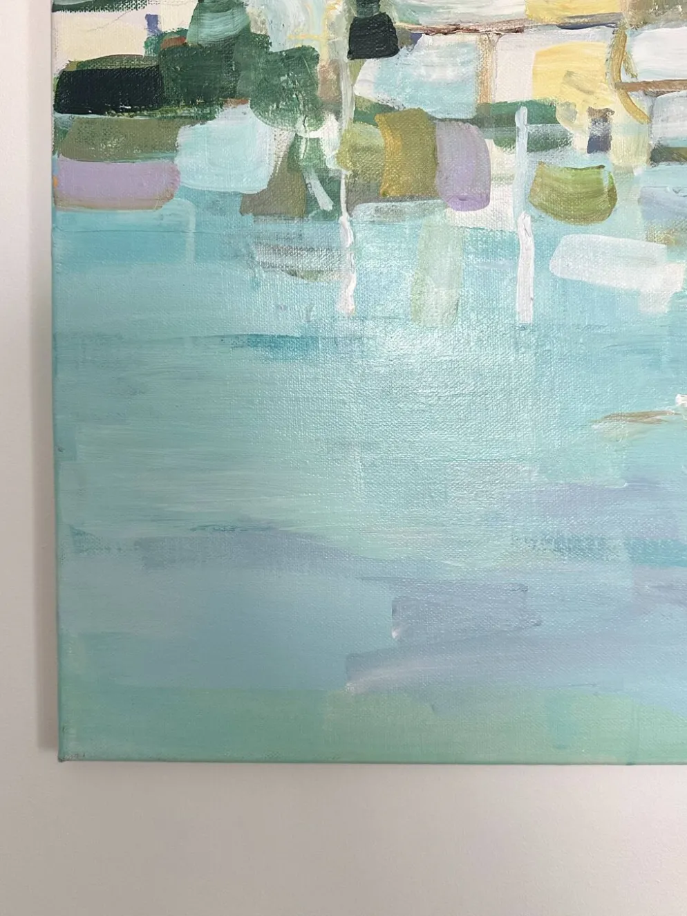 Huile sur toile signée, port de plaisance