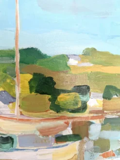 Huile sur toile signée, port de plaisance