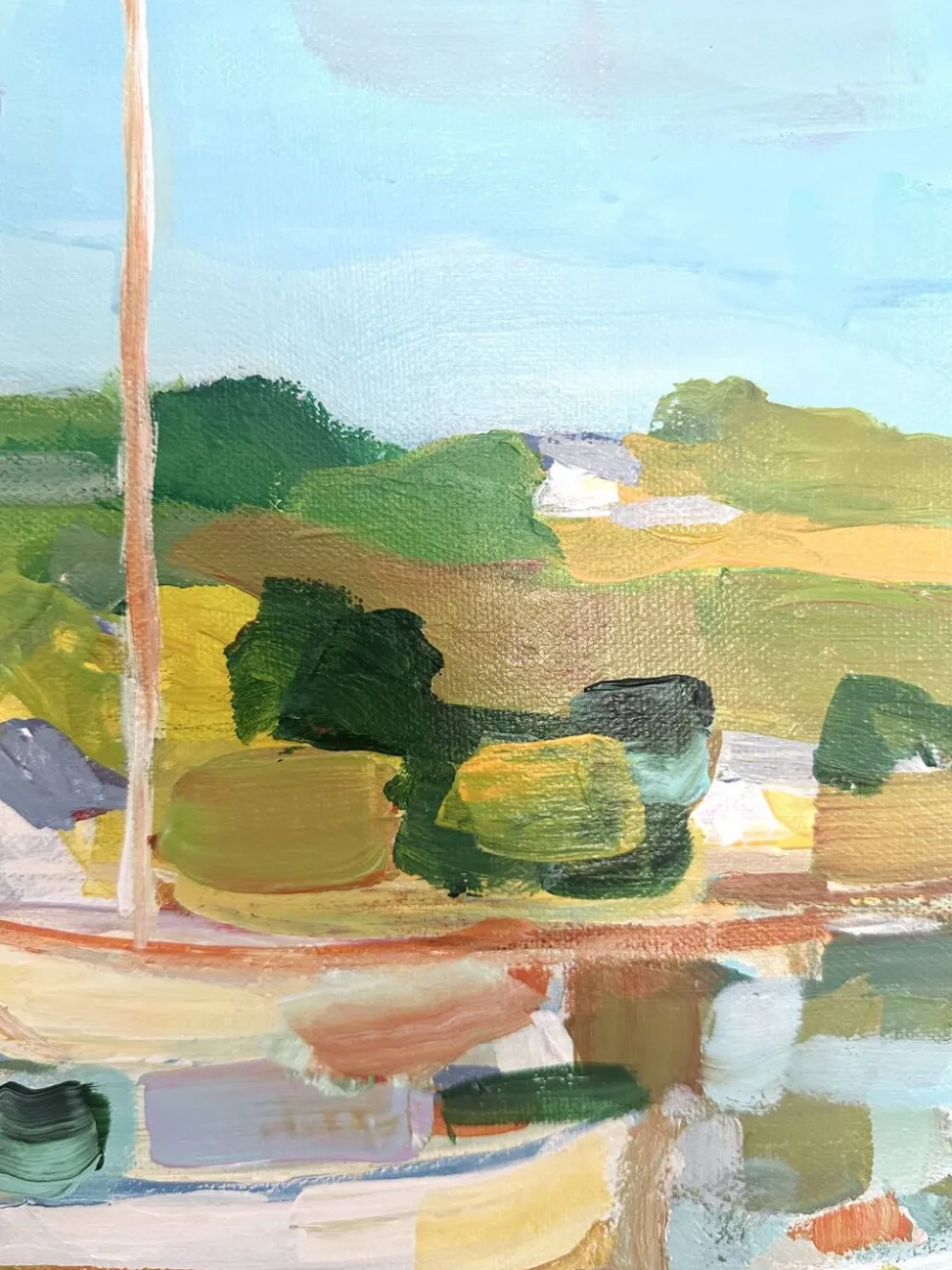 Huile sur toile signée, port de plaisance