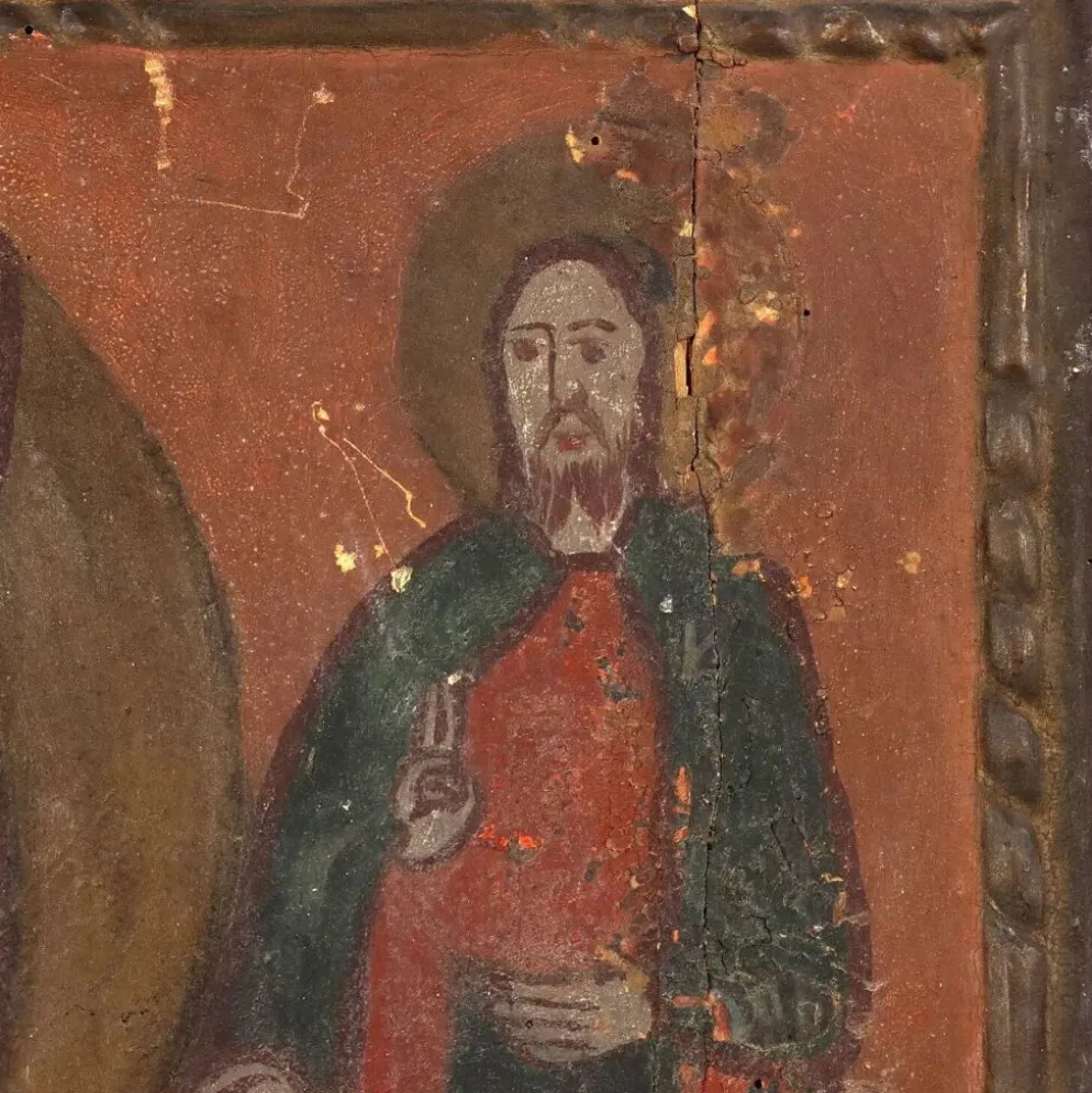 Icône ancienne Saint Nicolas, tempera sur panneau, Roumanie, XIXe siècle