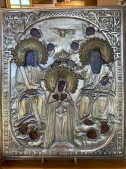 Icône « Couronnement de la Mère de Dieu » en argent, début XIXe siècle