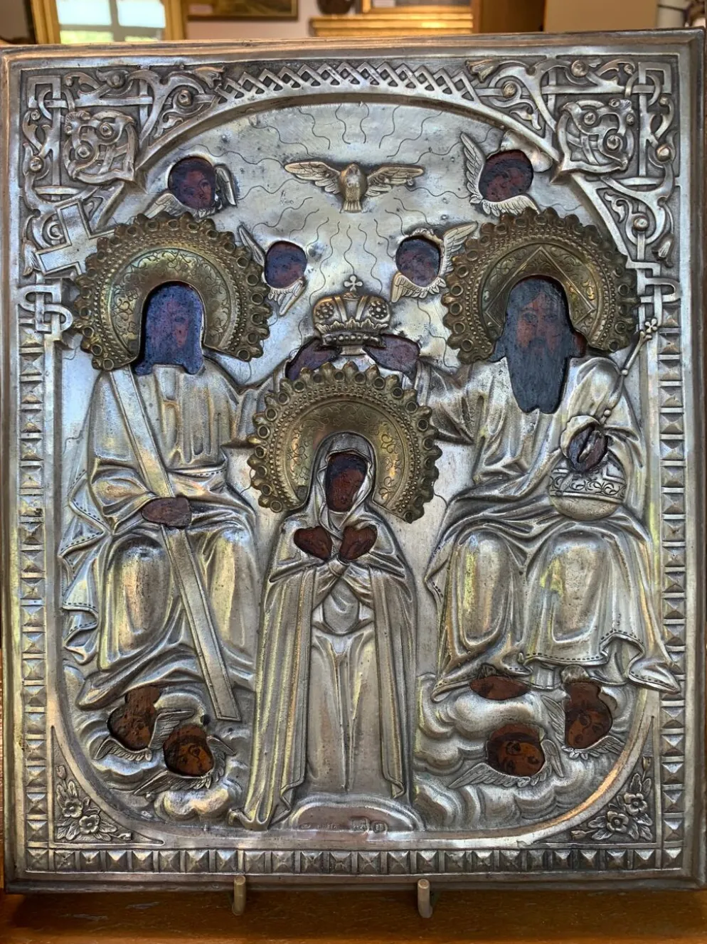 Icône « Couronnement de la Mère de Dieu » en argent, début XIXe siècle