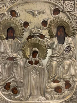 Icône « Couronnement de la Mère de Dieu » en argent, début XIXe siècle