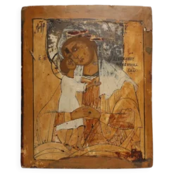 Icône russe de la Vierge de la Tendresse (Eleousa), XIXe siècle