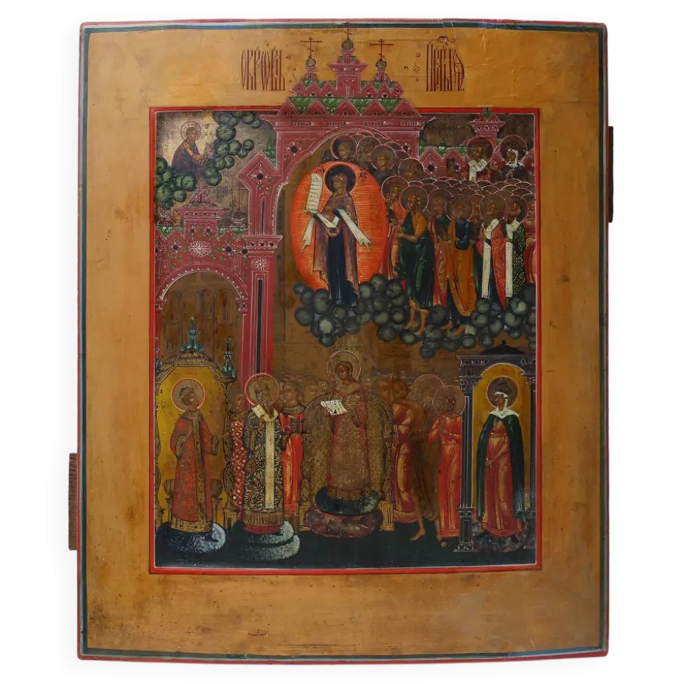 Icône russe « Intercession de la Mère de Dieu », Russie, vers 1900