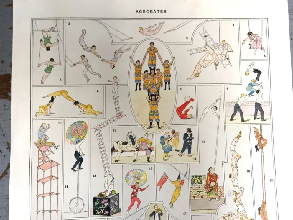 Illustration ancienne JM Vesque "Acrobates"