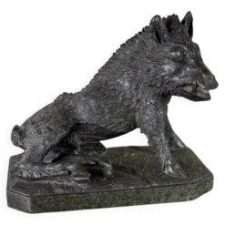 Il Porcelino d’après Pietro Tacca, sculpture en marbre vert serpentine, Italie XIXème siècle