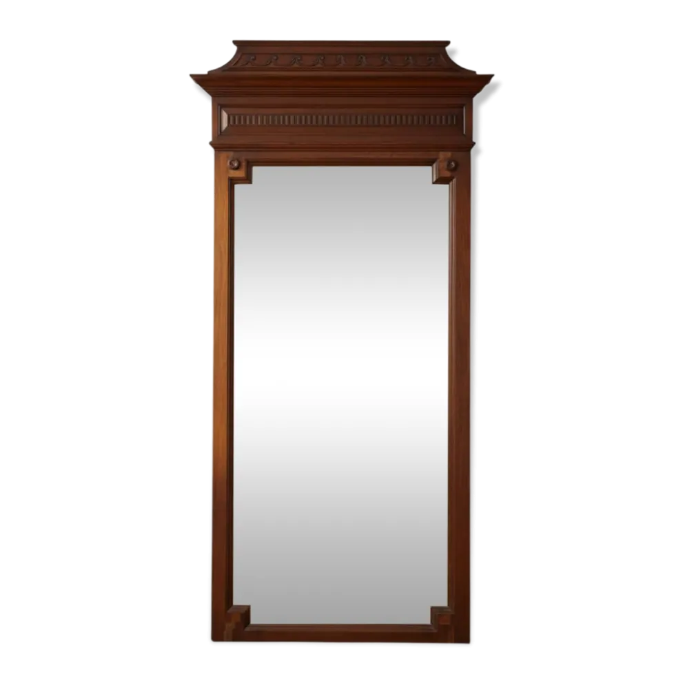 Important miroir trumeau Henri II chêne massif XIXème