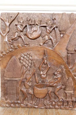 Important Panneau Monoxyle, Bas-Relief Bamoun, Cameroun, Circa 1960