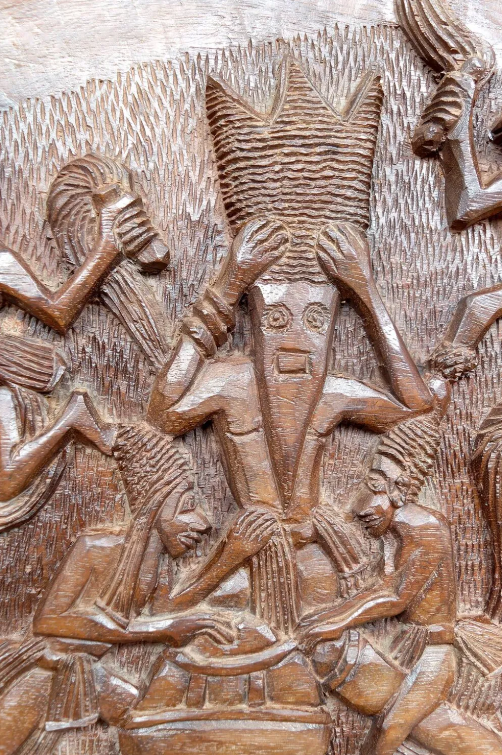 Important Panneau Monoxyle, Bas-Relief Bamoun, Cameroun, Circa 1960