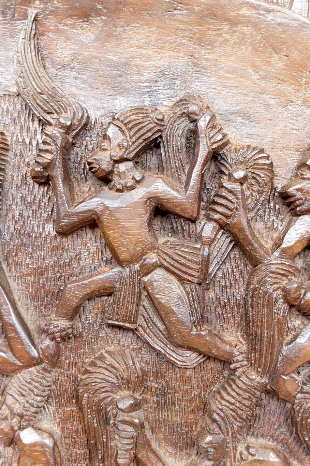 Important Panneau Monoxyle, Bas-Relief Bamoun, Cameroun, Circa 1960