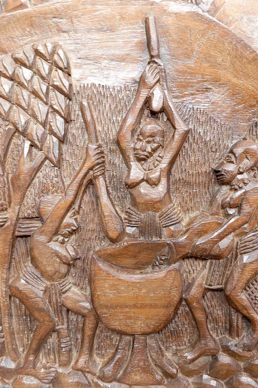 Important Panneau Monoxyle, Bas-Relief Bamoun, Cameroun, Circa 1960
