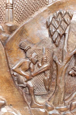 Important Panneau Monoxyle, Bas-Relief Bamoun, Cameroun, Circa 1960