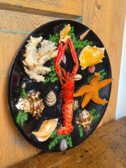 Insolite assiette murale vintage fruits de mer cabinet de curiosités