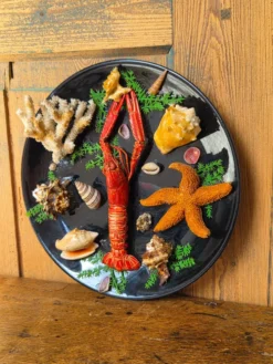 Insolite assiette murale vintage fruits de mer cabinet de curiosités