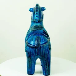Italienisches Keramikpferd Rimini Blu aus der Jahrhundertmitte von Aldo Londi für Bitossi