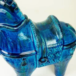 Italienisches Keramikpferd Rimini Blu aus der Jahrhundertmitte von Aldo Londi für Bitossi