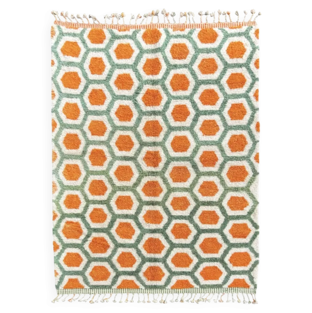 Izi-tapis marocain sur mesure – design artistique vert et orange