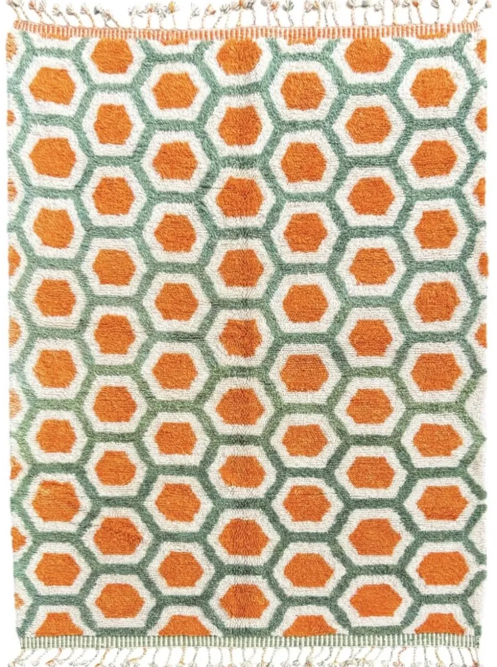Izi-tapis marocain sur mesure – design artistique vert et orange