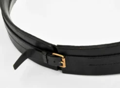 Jacques Adnet paire de miroirs circulaires cuir et laiton