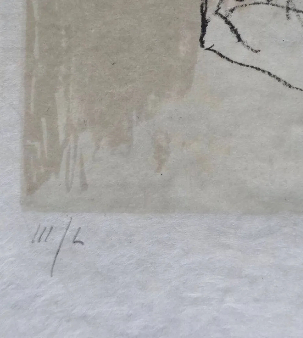JANSEM Jean lithographie Nu De Dos A La Rose Vers 1970