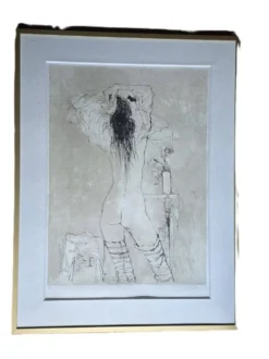 JANSEM Jean lithographie Nu De Dos A La Rose Vers 1970