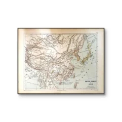 Japon et Chine, carte ancienne 1887 – Carte géographique vintage.