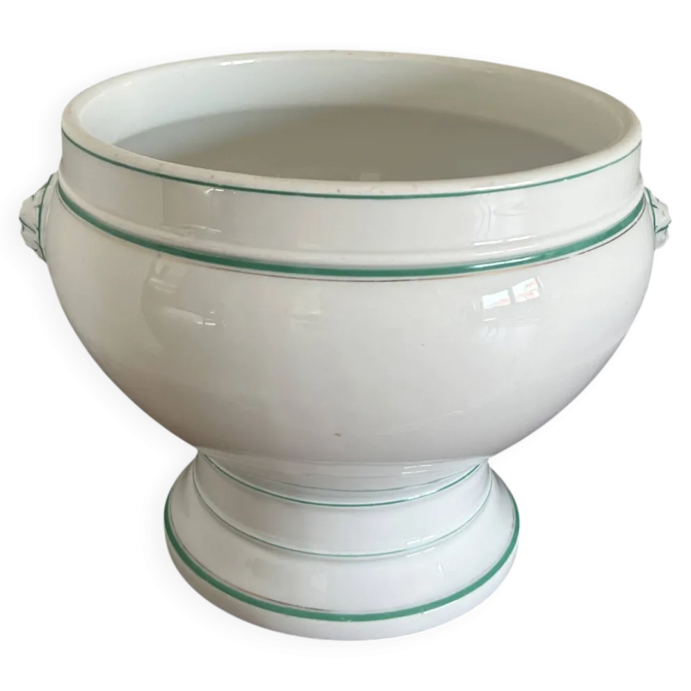 Jardinière ancienne en porcelaine Haviland Limoges – décor vert