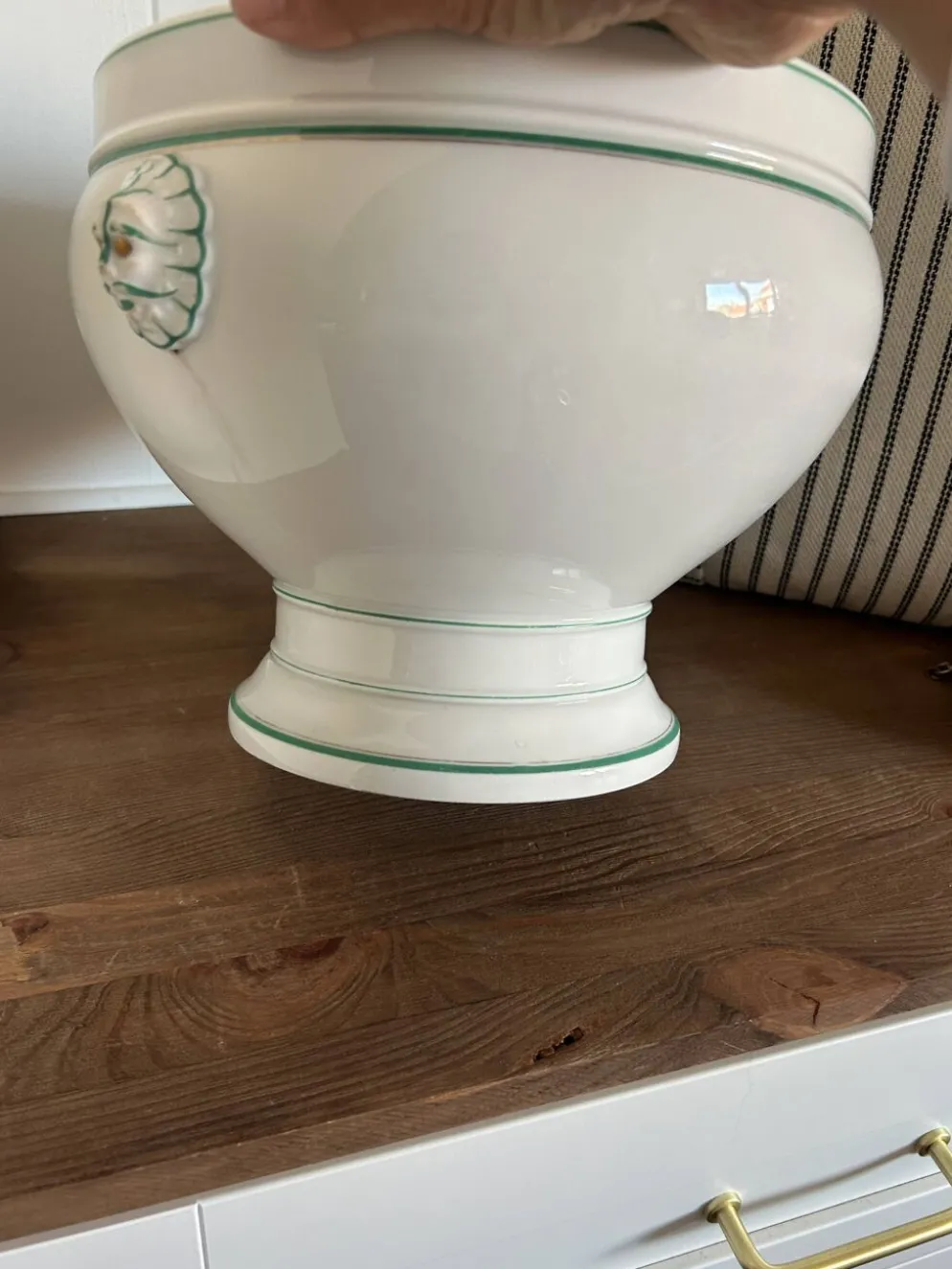 Jardinière ancienne en porcelaine Haviland Limoges – décor vert