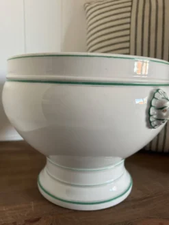 Jardinière ancienne en porcelaine Haviland Limoges – décor vert