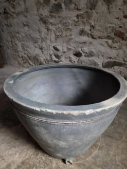 Jardinière ancienne en terre cuite – Cuve à lessive XIXe siècle XXL