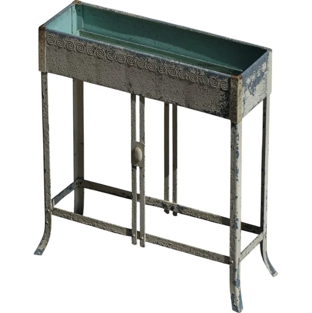 Jardinière en métal peint sur pied, Art of Vintage, années 1920