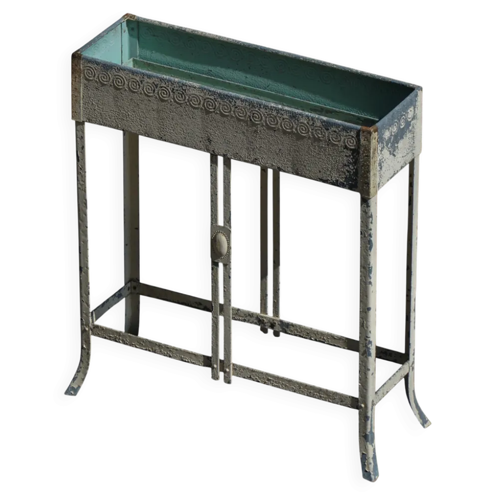 Jardinière en métal peint sur pied, Art of Vintage, années 1920