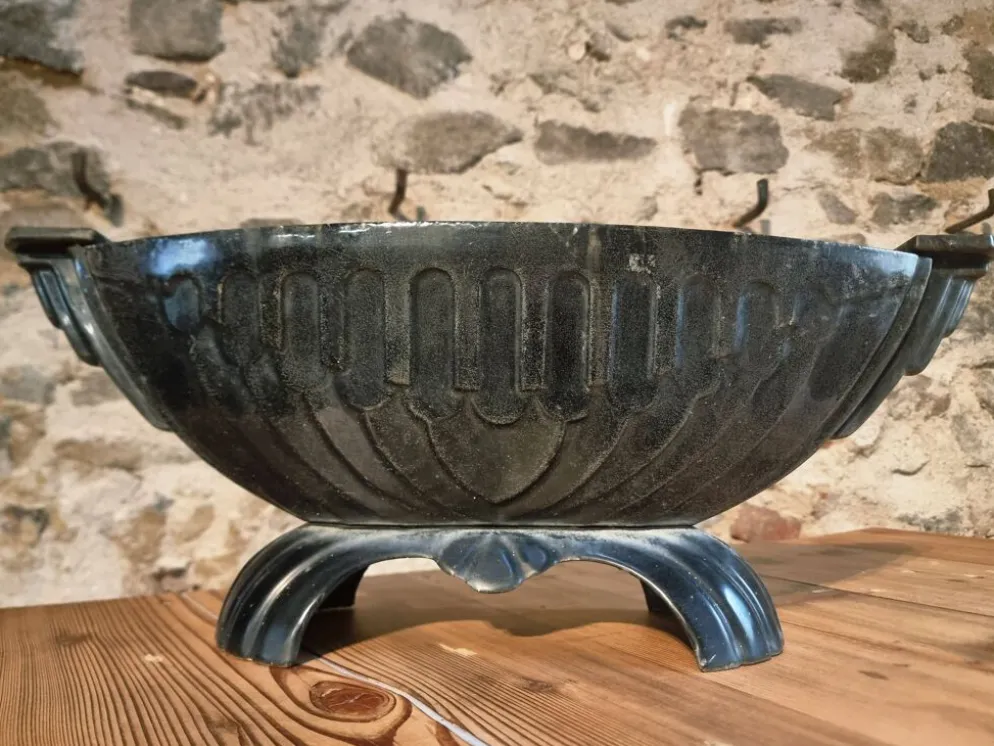 Jardinière française Art déco en fonte émaillée – 1920s–1930s