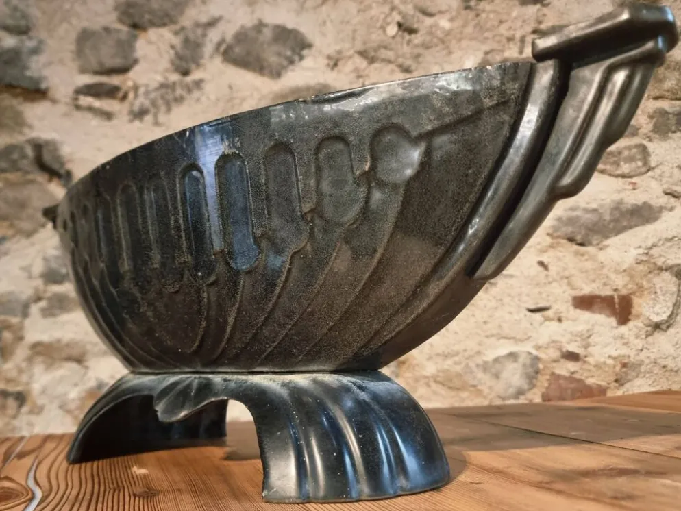 Jardinière française Art déco en fonte émaillée – 1920s–1930s