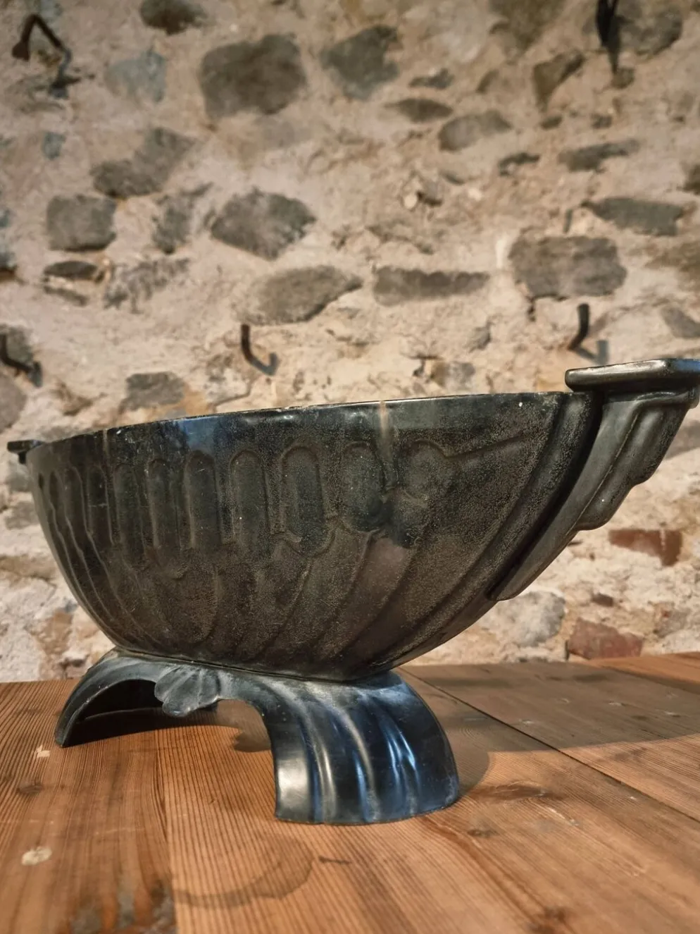 Jardinière française Art déco en fonte émaillée – 1920s–1930s