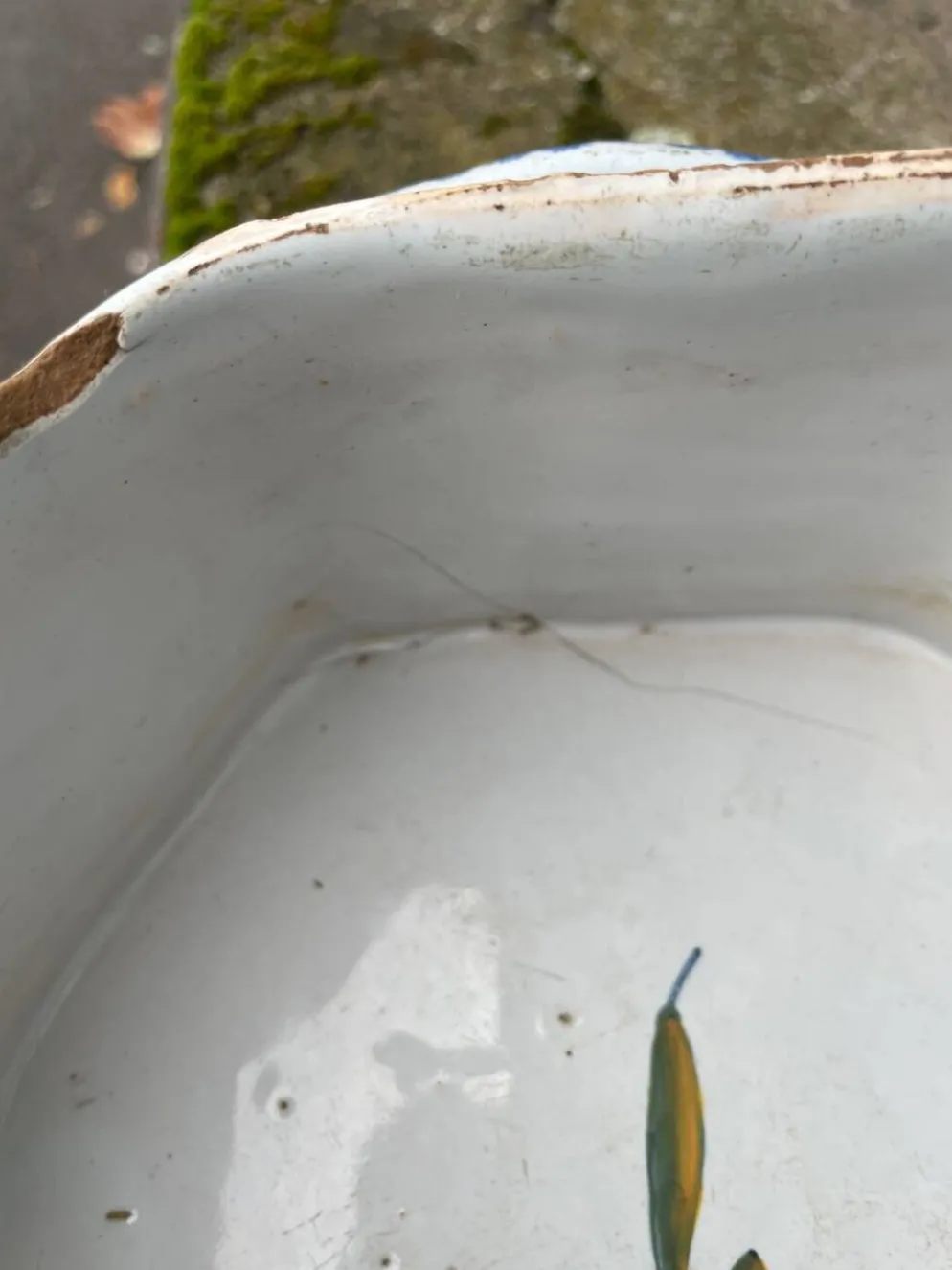 Jardinière rafraichissoir faïence Rouen fleurs feuillage XVIIIème sièc