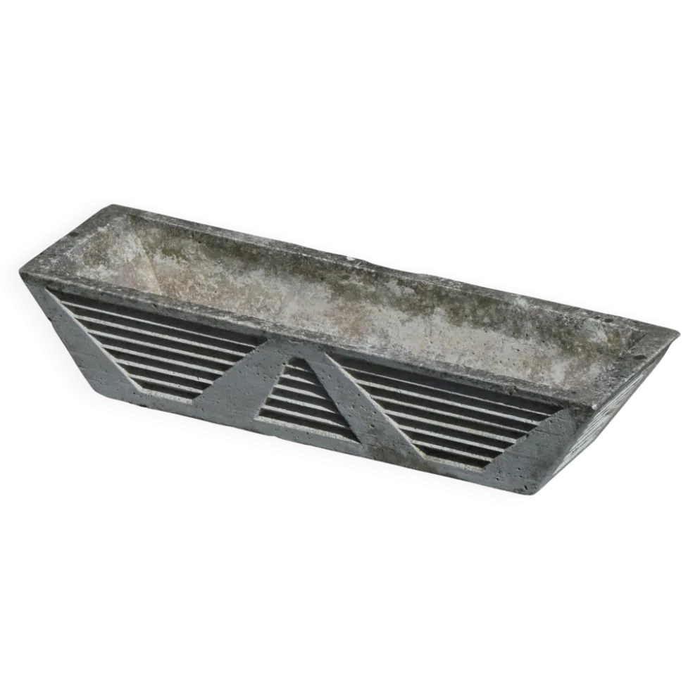 Jardinière rectangulaire en béton moulé, art déco français, années 1940